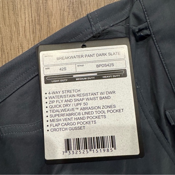 New Grundens Breakwater Pant Dark Slate Gray Waterproof Stretch Fishing 42S Men - Picture 5 of 6